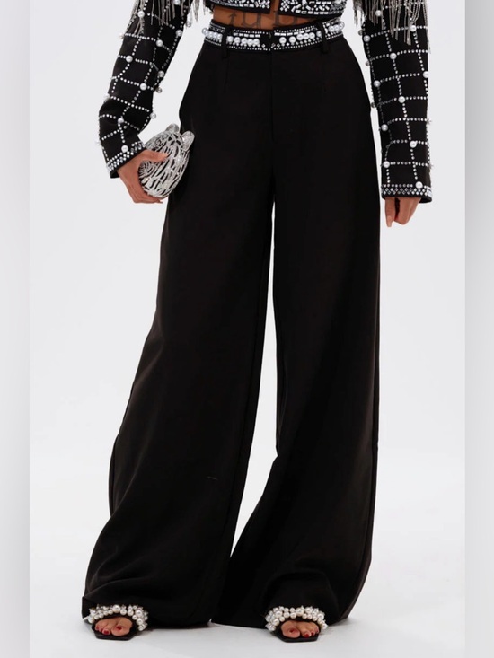 AKIRA Pants - Akira Embellished Dirty Martini Wide-Leg Black Women's Trousers